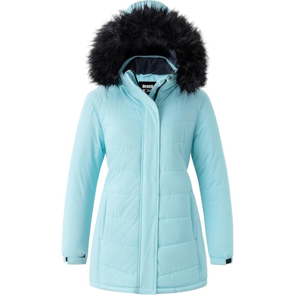 Women's Waterproof Ski Snow Jacket Coat Sky Blue Windproof Padded Winter Warm